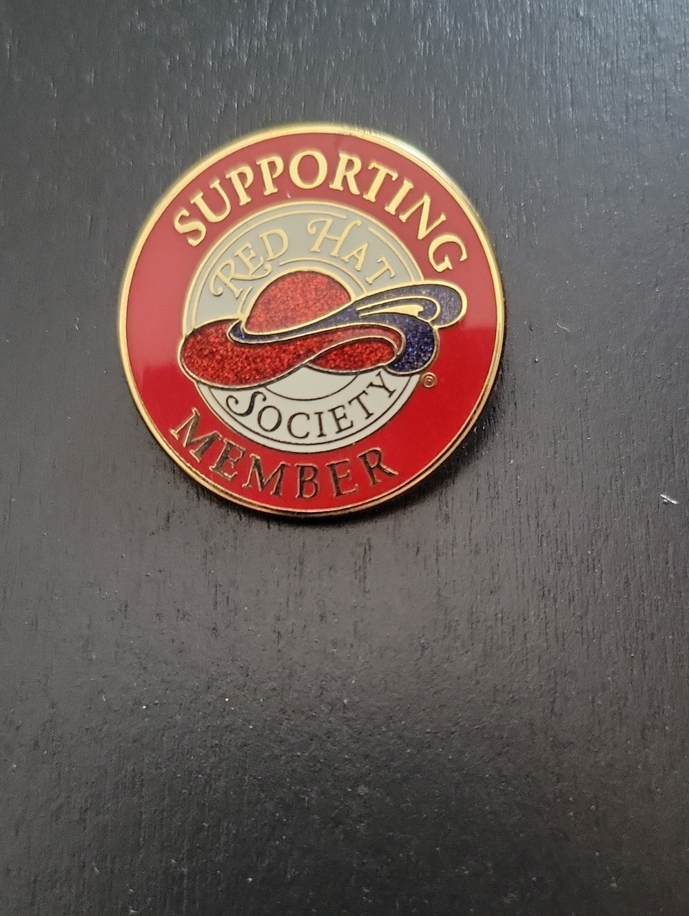 Society Red Hat Supporting Member Pin - Red and Gold